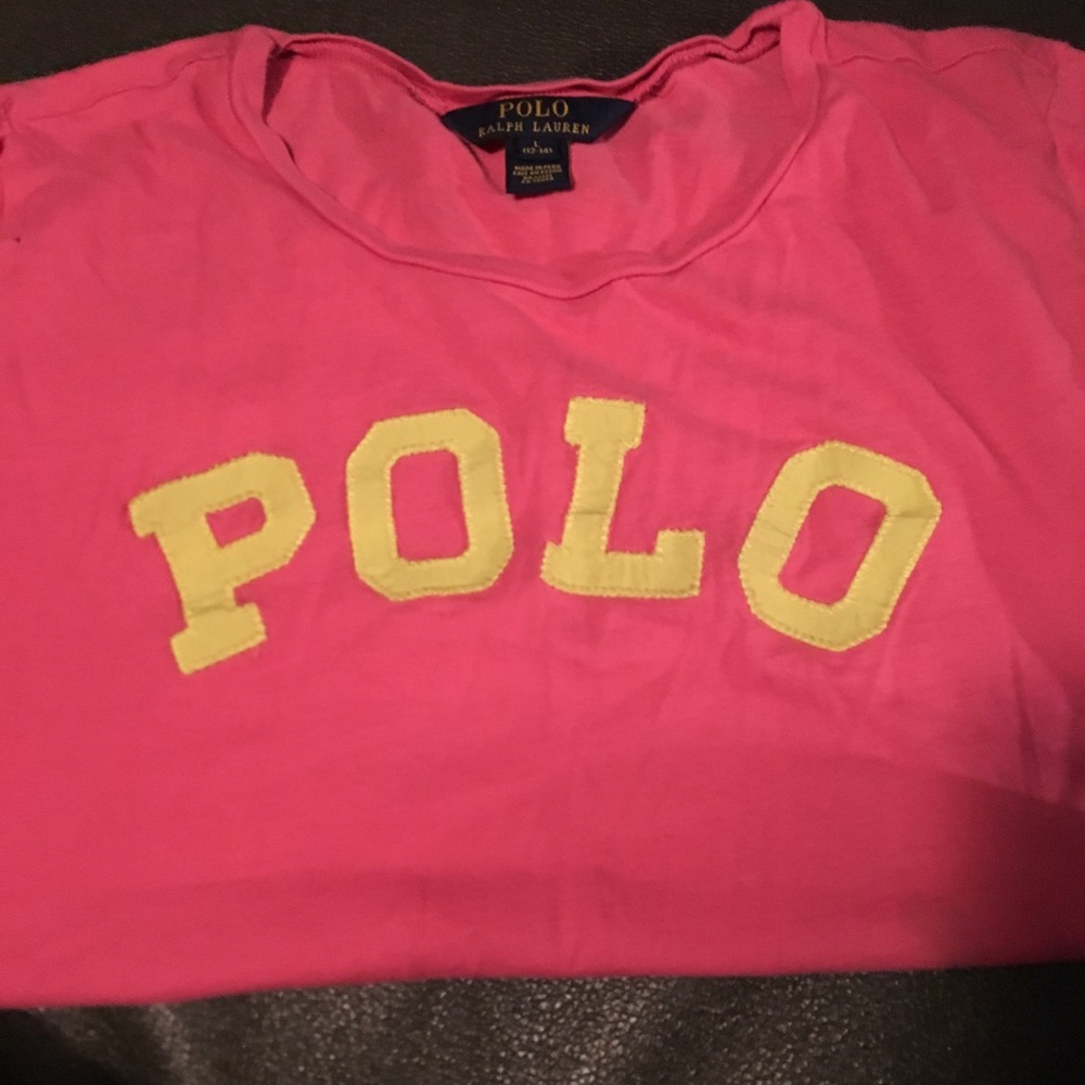 All pink with yellow letters polo shirt